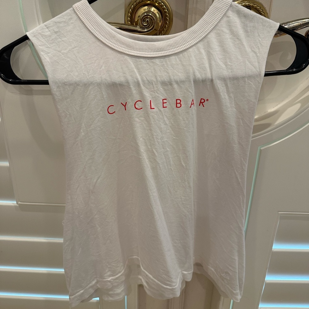 Cyclebar White Tank with Red Logo
